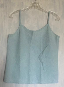 BRYN WALKER 100% Linen Spaghetti Straps Cropped Top - Heathered Light Green - M - Picture 1 of 8