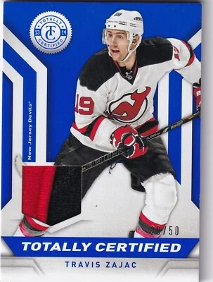 2013-14 Totally Certified Jerseys Prime Blue #TCTZ Travis Zajac 20/50 - Image 1 of 2