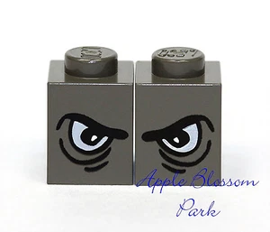 NUOVO set/2 mattoncini Lego grigio scuro 1x1 GRIM EYE - 1 paio occhi animali arrabbiati lotto - Foto 1 di 4