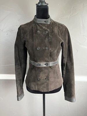 Halogen Women's Size XS Dark Brown Suede Double Breasted Button Jacket - Image 1 of 4