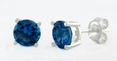 正品 2.20 克拉蓝色 ZIRCON STUD 耳环 0.925 纯银 - 全新带标签 — 第 1/4 张图片