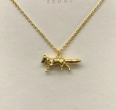 MUSTHAVE 镀金狼吊坠短项链 — 第 1/2 张图片