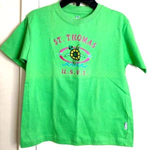 DK Kids St. Thomas U.S.V.I. Embroidered Turtle Tee Shirt Girls Kids Size Medium - Picture 1 of 4