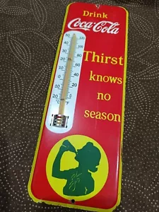 Vintage Thermometer Coca-Cola Tin merchandise advertising No Porcelain - Picture 1 of 9
