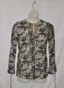 Top estampado floral Yi Lin con ribete de seda talla XS negro multi - Imagen 1 de 2