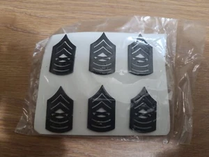 6 Master Sergeant E8 USMC black collar insignia chevrons NEW pin clutch METAL - Picture 1 of 2