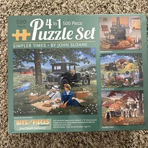 Bits And Pieces 4 In 1 Set - 500 Pieces Each Jigsaw Puzzle Sets - Simpler Times - Picture 1 of 1
