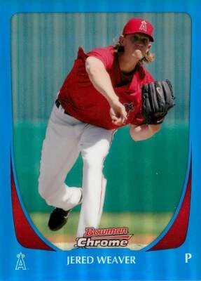JARED WEAVER 2011 Bowman Chrome BLUE REFRACTOR /150 Angels #140 - Image 1 of 2