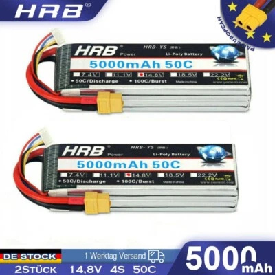 2Stück 14,8V 5000mAh 4S Lipo Akku XT60 für RC Hubschrauber Flugzeug Auto LKW UAV - Bild 1 von 4
