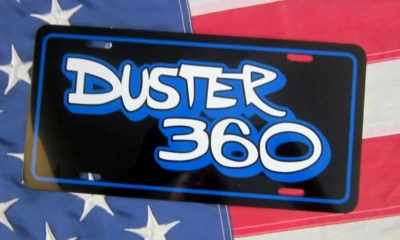 Black & Blue Plymouth DUSTER 360 license plate tag  1974 1975 1976 74 75 76 - Image 1 of 3