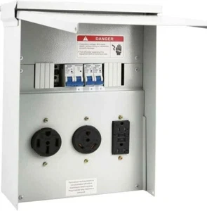 Panel de toma de corriente temporal, con receptáculo de 20, 30, 50 amperios instalado, Tocretoa - Imagen 1 de 5