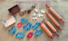Lot 20 VTG Childs Kitchen Toys Wood ROLLING PINS Hand Mixer COOKIE CUTTERS Pans
