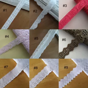Crema de encaje de algodón con ojales de 0,5""-1"" de ancho, rosa, rojo, blanco, verde, oliva zhb77 - Imagen 1 de 10