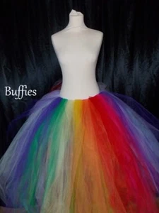 Damen Tüllrock 20-26 Zoll kurz mittlere Länge Tutu Rock Pastell Regenbogen - Bild 1 von 1