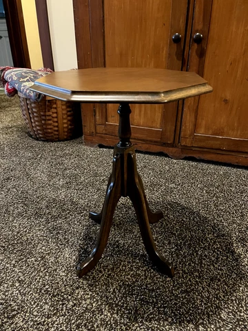 Antique Octagonal Wood Tilt-Top Table, Small Side, Accent, or Parlor Table Cover