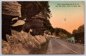 Postcard Cliffs Along Hwy U. S. 71 & Elk River, North Of Noel Missouri Unposted - Picture 1 of 2