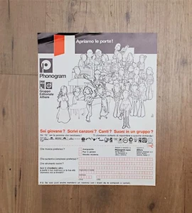 LOCANDINA VINTAGE FLYER PHONOGRAM LABEL 60's / 70's cm. 23 x 30 CIRCA - Foto 1 di 1