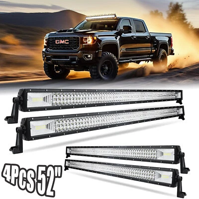 Kit combinado de 4 piezas de barra de luz LED de 52" punto de inundación para GMC Sierra 1500 / 2500 / 3500 Foto 1 de 4