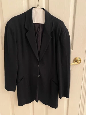 VTG FINITY SAKS FIFTH AVENUE WOMENS OVERSIZE RELAXED FIT BLACK WOOL JACKET SZ 10 Foto 1 de 4