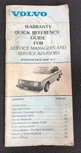 VOLVO 1978 Warranty Quick Reference Guide Booklet For Service Managers & Advisor - Bild 1 von 7