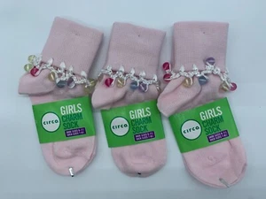 NEW 2 PAIRS GIRLS CICRO FANCY CHARM SOCKS PINK SHOE SIZE 9-1.5 TODDLER - Picture 1 of 8