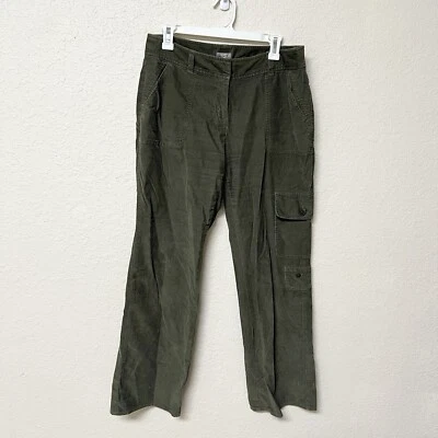 Pantalones J. Jill Mujer Talla 10 Elásticos Verde Carga Pana Pierna Ancha Foto 1 de 4