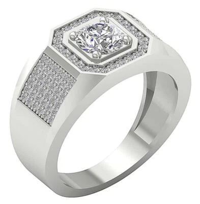 Lab Grown Diamond VS1 F 1.55Carat Men's Solitaire Engagement Ring 10K Solid Gold - Image 1 of 4