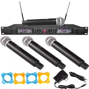 Professional 4 Channel UHF Wireless Dual Microphone Cordless Handheld Mic System - Picture 1 of 18