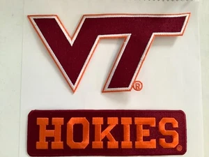 Virginia Tech Hokies Embroidered Iron On Patch XLarge x2 Ship & Tracking - Picture 1 of 3