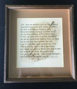 Lord Stillness Prayer Wood Framed Signed Leaf Art caligraphy Christian Poem - Picture 1 of 11