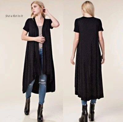 Novo VOCAL Feminino CRYSTAL STUD BLACK BLING CARDIGÃ JAQUETA ESPANADOR S M EUA BOHO - Imagem 1 de 4