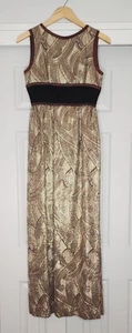 Vint. Kent Originals Ltd British Crown Colony Hong Kong Formal Gold Brown Dress - Picture 1 of 22
