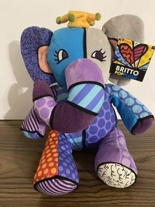 Enesco Romero Britto Pop Plüsch Jaspis der Elefant im Ruhestand bunt Neu mit Etikett NEU - Bild 1 von 6