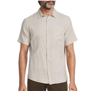 Saks Fifth Avenue Size XXL Linen Blend Button Up Acorn Beige Lightweight Capsule - Picture 1 of 8