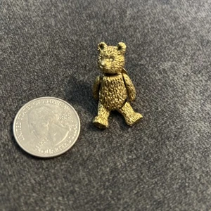 VTG 1980s Jointed, Gold-tone Brass Teddy Bear Brooch Pin - Picture 1 of 4