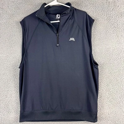 FootJoy Golf Vest Mens Medium Black Quarter Zip Sleeveless Pullover Avila Logo - Image 1 of 4