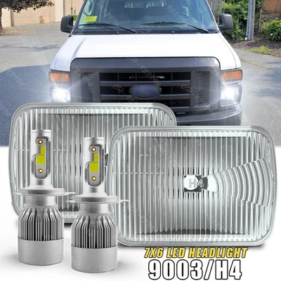 Farol de LED 7X6" 5X7 polegadas Hi/Lo DRL para Ford E-100 E-150 E-250 E-350 Econoline - Imagem 1 de 4