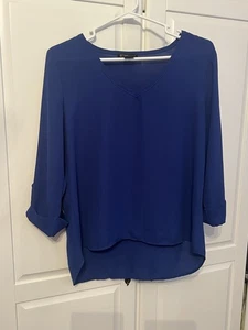 Blusa Grass Collection Mujer Talla Grande Azul Cuello en V Mangas 3/4 Ligera - Imagen 1 de 3