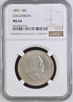 1893 World's Columbian Exposition 50c NGC MS-64 - Image 1 of 2