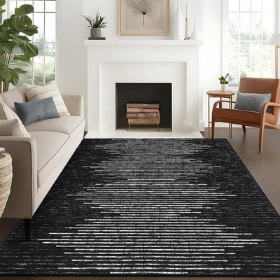 Alfombra Lavable 8x10 para Sala de Estar Alfombra Geométrica Sólida Rayas Granja C... Foto 1 de 4