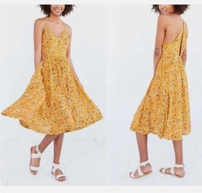 Cooperative Cindy (T) 芥末花卉长裙 6 码拉链梯背衬里 — 第 1/4 张图片