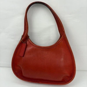 Vintage COACH 9027 Shoulder Bag Ergo Mini Hobo Red Leather USA Made Purse Japan - Picture 1 of 12