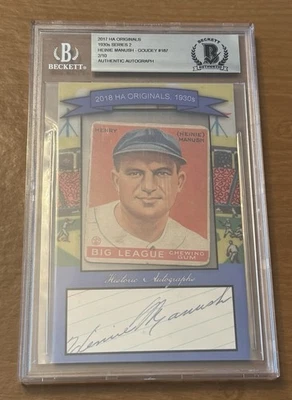 HEINIE MANUSH HISTÓRICO AUTO GOUDEY #187 ORIGINALES AUTO 1933 GOUDEY BGS AUTÉNTICO. Foto 1 de 2