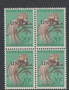 UNTEA - NEW GUINEA 1962/63 20c SMALL OVERPRINT (Type 3) MNH BLOCK OF 4 U568 - Picture 1 of 1