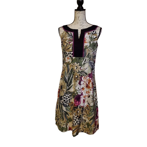Abito donna Alyx Limited taglia 10 verde rosa marrone stampa floreale senza maniche linea A
