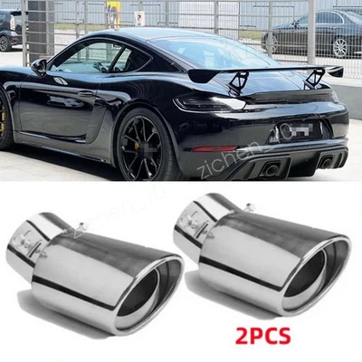For Porsche 718 Cayman 2PC Car Tail Pipe Exhaust Rear Muffler TailpipeTip Cover - Image 1 of 4