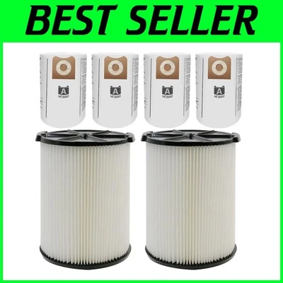 Ridgid VF4000 Filter & VF3502 Bags - 2 Pack Filter + 4 Pack for Wet/Dry Vacuums - Image 1 of 4