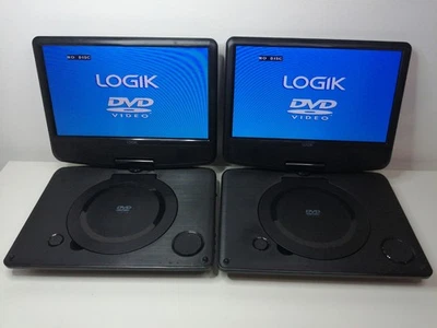 2 x Logik L9SPDVD16 Portable DVD Player 9" Black With Chargers - Image 1 of 4