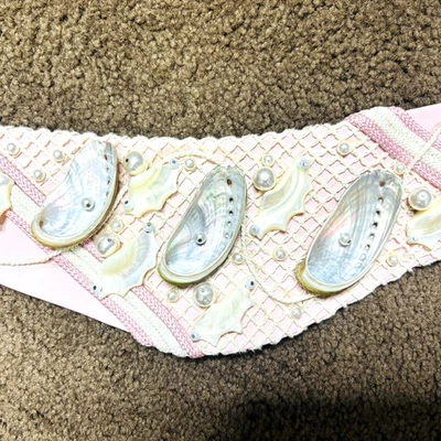 Cinturón vintage Laise Adzer Sea Shell art-to-wear cuero bohemio alta costura raro Foto 1 de 4