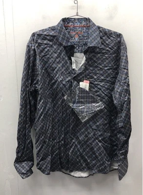 Luchiano Visconti Black Hamsa Geometric Print Long Sleeve Dress Shirt Sz L - Image 1 of 4